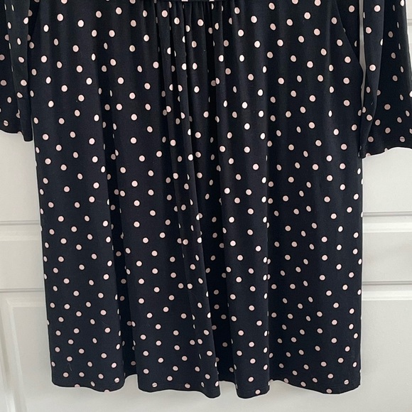 Boden Abigail Black and Pink Polka Dot Long Sleeve Dress Size 10P Jersey Knit - Picture 5 of 16